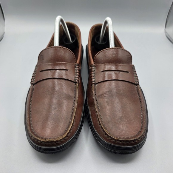 Tods Penny Loafer Mens 9 UK 10.5 US Brown Leather Moc Toe Slip On Comfort Preppy - Picture 3 of 10